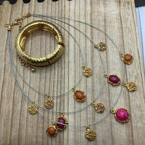 Chico's Multi Strands Gold Tone w Stretchy Bracelet